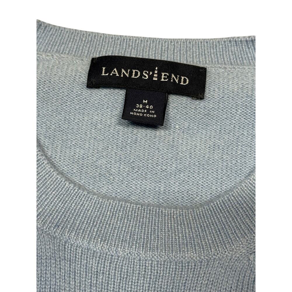 Vintage 90s Lands End Light Blue Cashmere Crew Neck Sweater Men's Medium - Picture 4 of 5